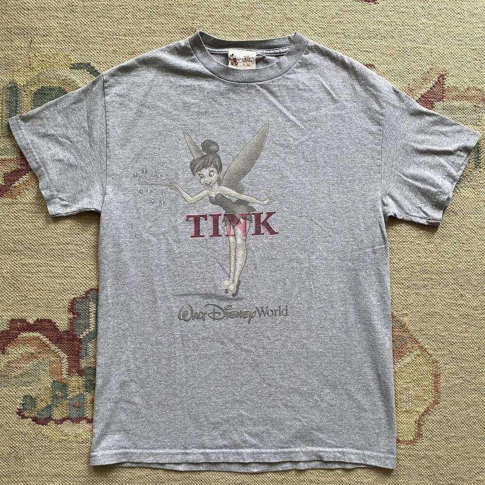 Y2K Tinkerbell T Shirt Tink Walt Disney World Vintage Medium Peter Pan Embossed
